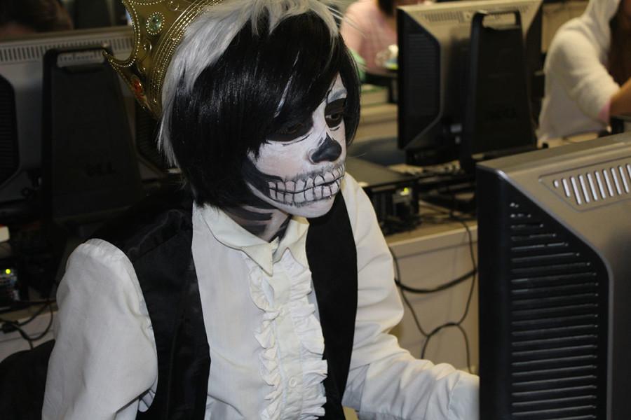 Senior Taylor Wilson spent an hour preparing her costume, the Skeleton King, for Costumes for a Cause day.