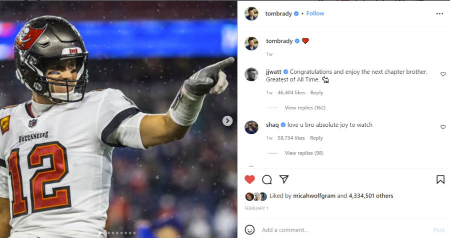 Retirement post on Tom Bradys Instagram